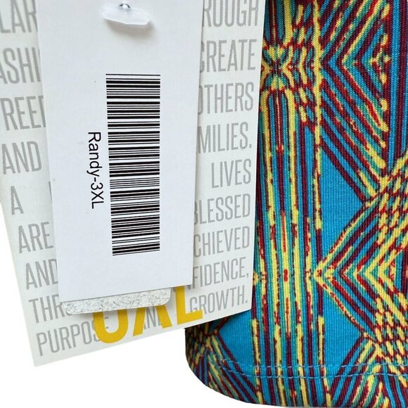 LULAROE Randy Tunic Tee Size 3XL Gray Boho Print 3/4 Sleeves Casual Top NWT - Picture 7 of 9